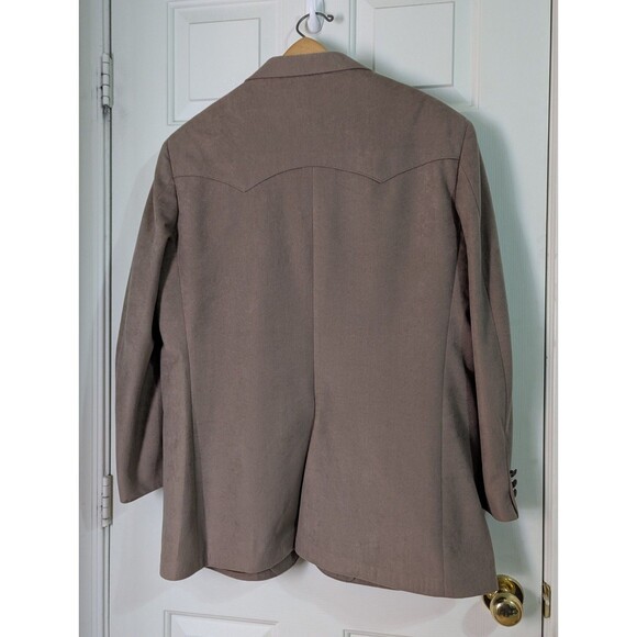 VTG Pagano West Western Yoke Blazer Mens 46R Brown Faux Suede Embroidered - Picture 7 of 11